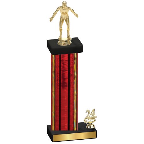 Accented Single Red Glacier Year Wrestling Trophy