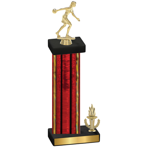 Accented Single Red Glacier Victory Bowling Trophy