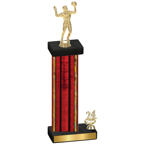 Accented Single Red Glacier Year Volleyball Trophy