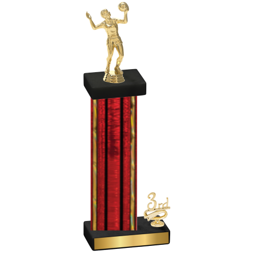 Accented Single Red Glacier Third Place Volleyball Trophy