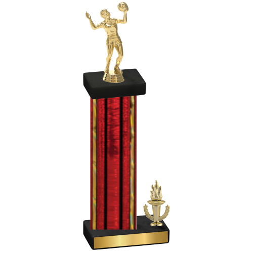 Accented Single Red Glacier Victory Volleyball Trophy