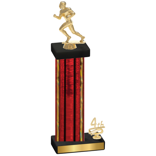 Accented Single Red Glacier Fourth Place Football Trophy