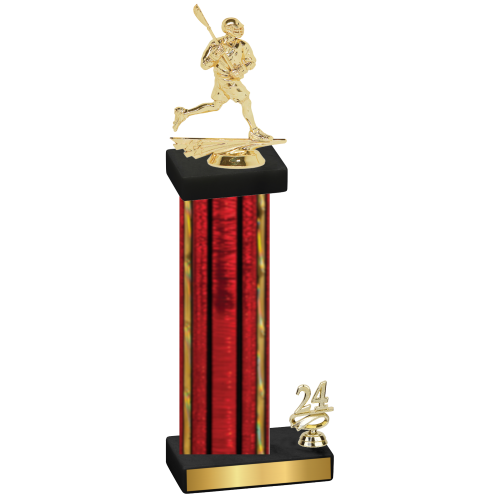 Accented Single Red Glacier Year Lacrosse Trophy