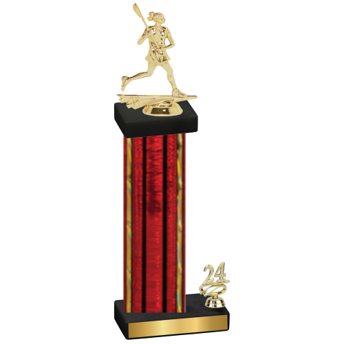 Accented Single Red Glacier Year Lacrosse Trophy