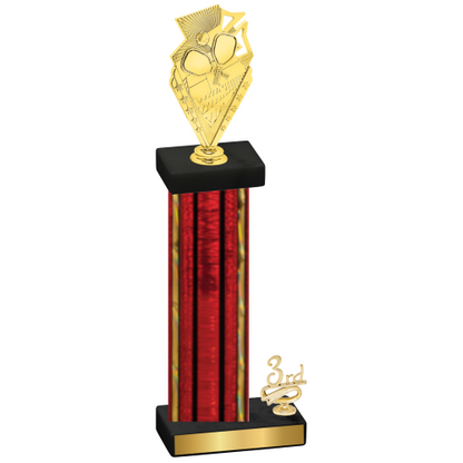 Accented Single Red Glacier Third Place Pickleball Trophy