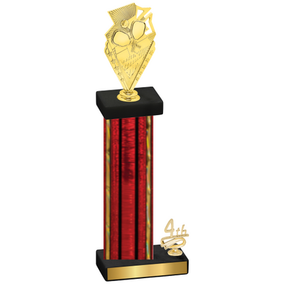 Accented Single Red Glacier Fourth Place Pickleball Trophy