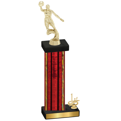 Accented Single Red Glacier First Place Basketball Trophy