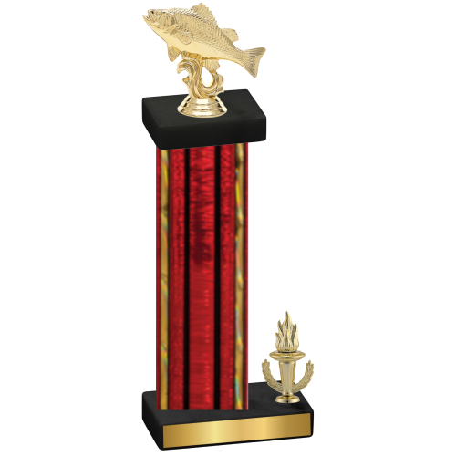 Accented Single Red Glacier Victory Fishing Trophy