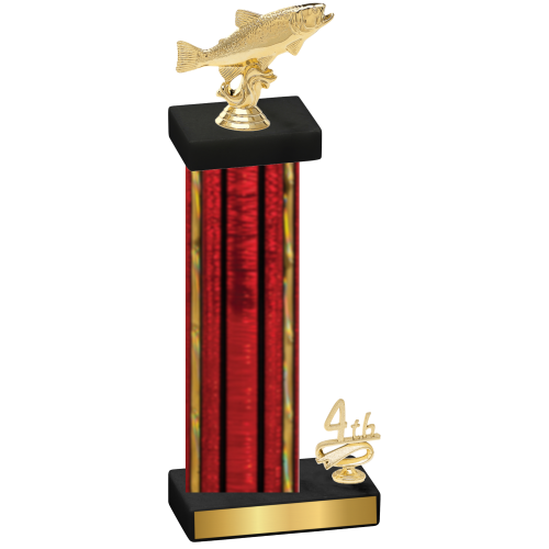 Accented Single Red Glacier Fourth Place Fishing Trophy