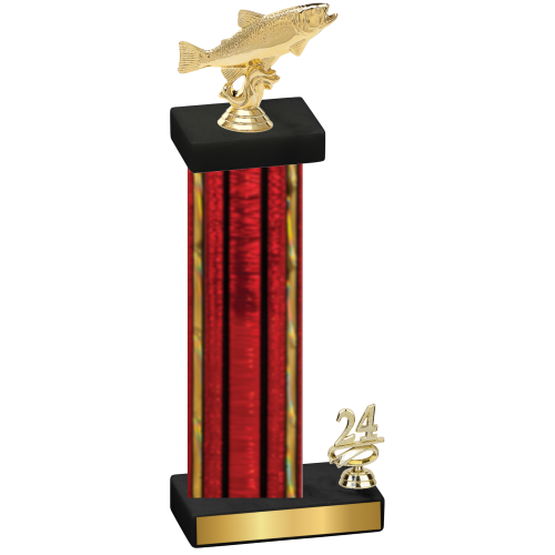 Accented Single Red Glacier Year Fishing Trophy