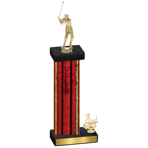 Accented Single Red Glacier Third Place Golf Trophy