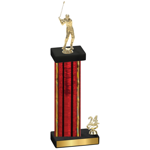 Accented Single Red Glacier Year Golf Trophy