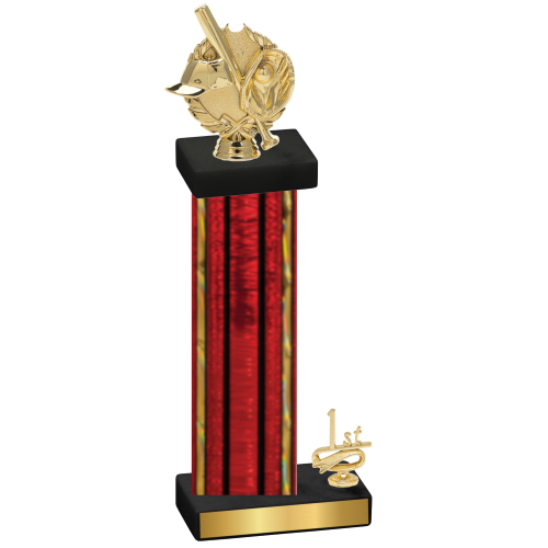 Accented Single Red Glacier First Place Baseball Trophy