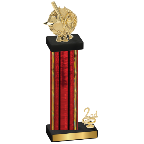 Accented Single Red Glacier Second Place Baseball Trophy