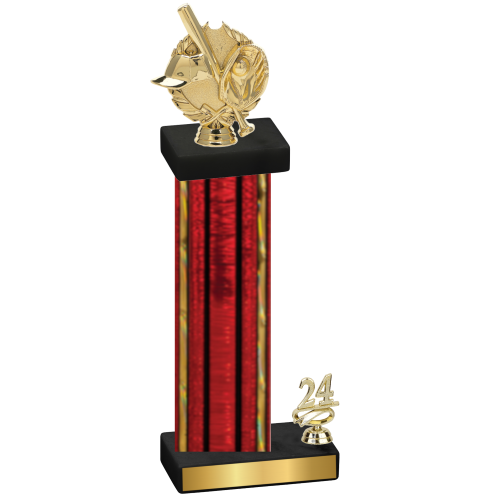 Accented Single Red Glacier Year Baseball Trophy