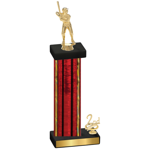 Accented Single Red Glacier Second Place Baseball Trophy