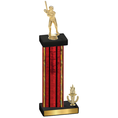 Accented Single Red Glacier Victory Baseball Trophy