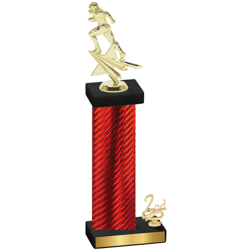 Accented Single Red Carbon Fiber Second Place Football Trophy