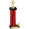 Accented Single Red Carbon Fiber First Place Soccer Trophy
