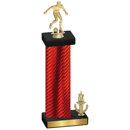 Accented Single Red Carbon Fiber Victory Soccer Trophy