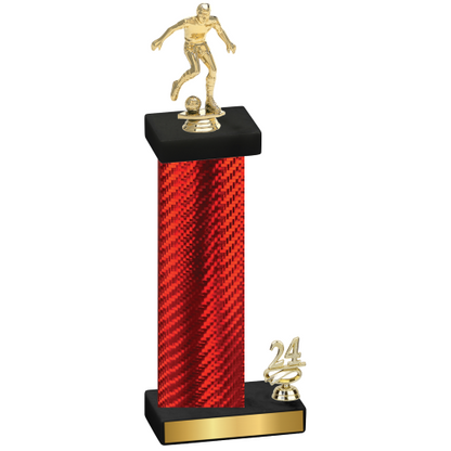 Accented Single Red Carbon Fiber Year Soccer Trophy