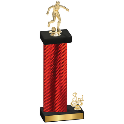 Accented Single Red Carbon Fiber Third Place Soccer Trophy