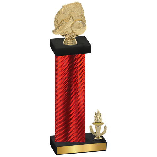 Accented Single Red Carbon Fiber Victory Soccer Trophy