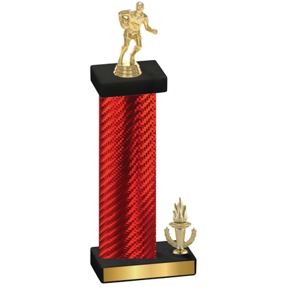 Accented Single Red Carbon Fiber Victory Rugby Trophy