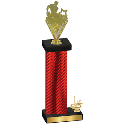 Accented Single Red Carbon Fiber First Place Rugby Trophy