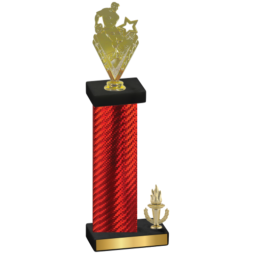 Accented Single Red Carbon Fiber Victory Rugby Trophy