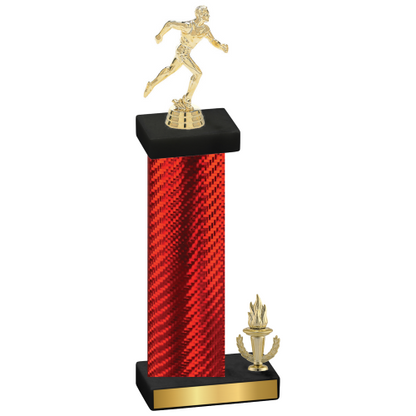 Accented Single Red Carbon Fiber Victory Running Trophy