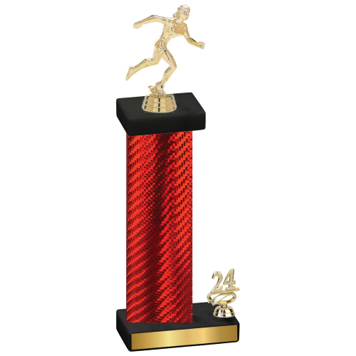 Accented Single Red Carbon Fiber Year Running Trophy