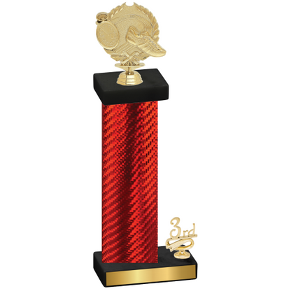 Accented Single Red Carbon Fiber Third Place Running Trophy