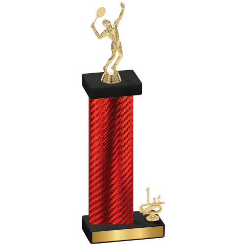 Accented Single Red Carbon Fiber First Place Tennis Trophy