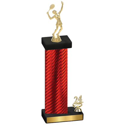 Accented Single Red Carbon Fiber Year Tennis Trophy