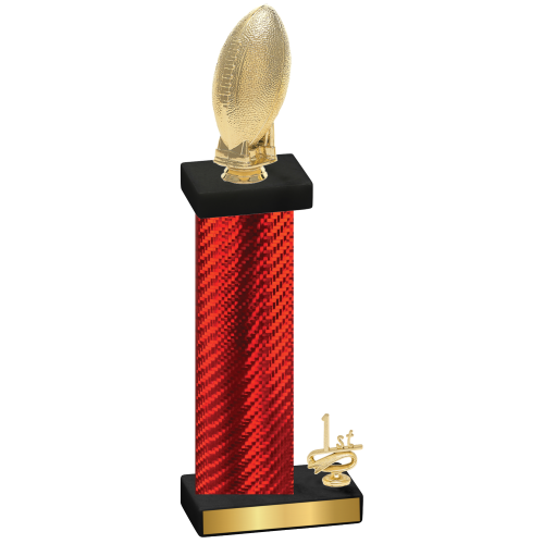 Accented Single Red Carbon Fiber First Place Football Trophy