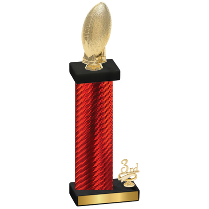 Accented Single Red Carbon Fiber Third Place Football Trophy