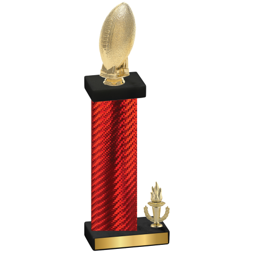 Accented Single Red Carbon Fiber Victory Football Trophy