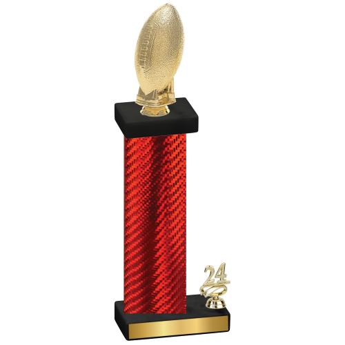 Accented Single Red Carbon Fiber Year Football Trophy