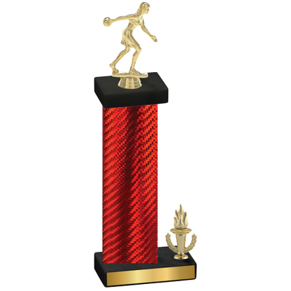 Accented Single Red Carbon Fiber Victory Bowling Trophy