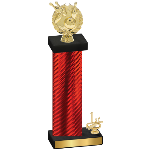 Accented Single Red Carbon Fiber First Place Bowling Trophy