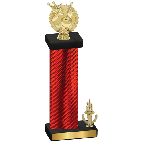 Accented Single Red Carbon Fiber Victory Bowling Trophy