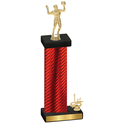 Accented Single Red Carbon Fiber First Place Volleyball Trophy