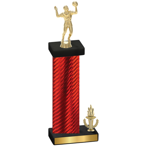 Accented Single Red Carbon Fiber Victory Volleyball Trophy