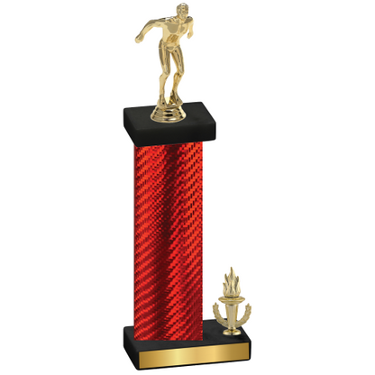 Accented Single Red Carbon Fiber Victory Swimming Trophy