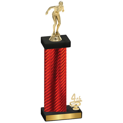 Accented Single Red Carbon Fiber Fourth Place Tennis Trophy