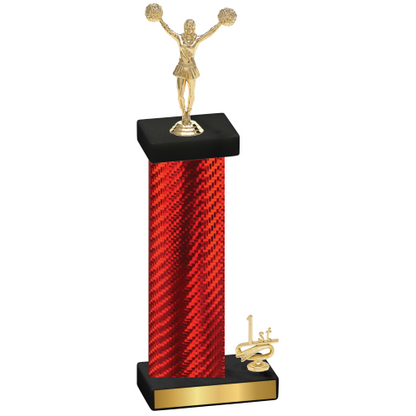 Accented Single Red Carbon Fiber First Place Cheerleading Trophy