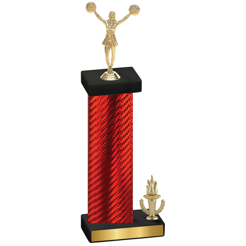 Accented Single Red Carbon Fiber Victory Cheerleading Trophy