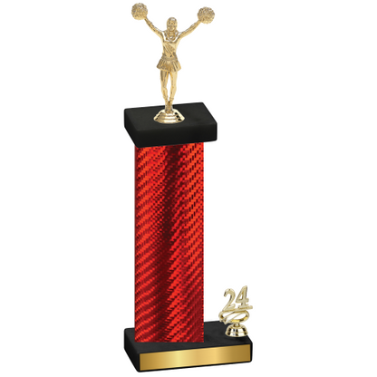 Accented Single Red Carbon Fiber Year Cheerleading Trophy