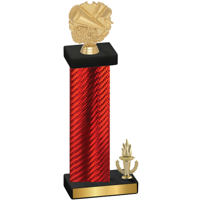 Accented Single Red Carbon Fiber Victory Cheerleading Trophy